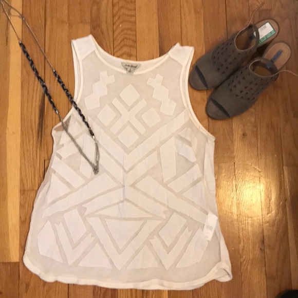 Lucky brand white sheer shaped tank - Picture 1 of 3